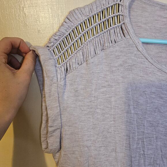 Rose + Olive Size Medium M Light Heathered Purple Pink Metal Embellished Soft - Picture 4 of 9